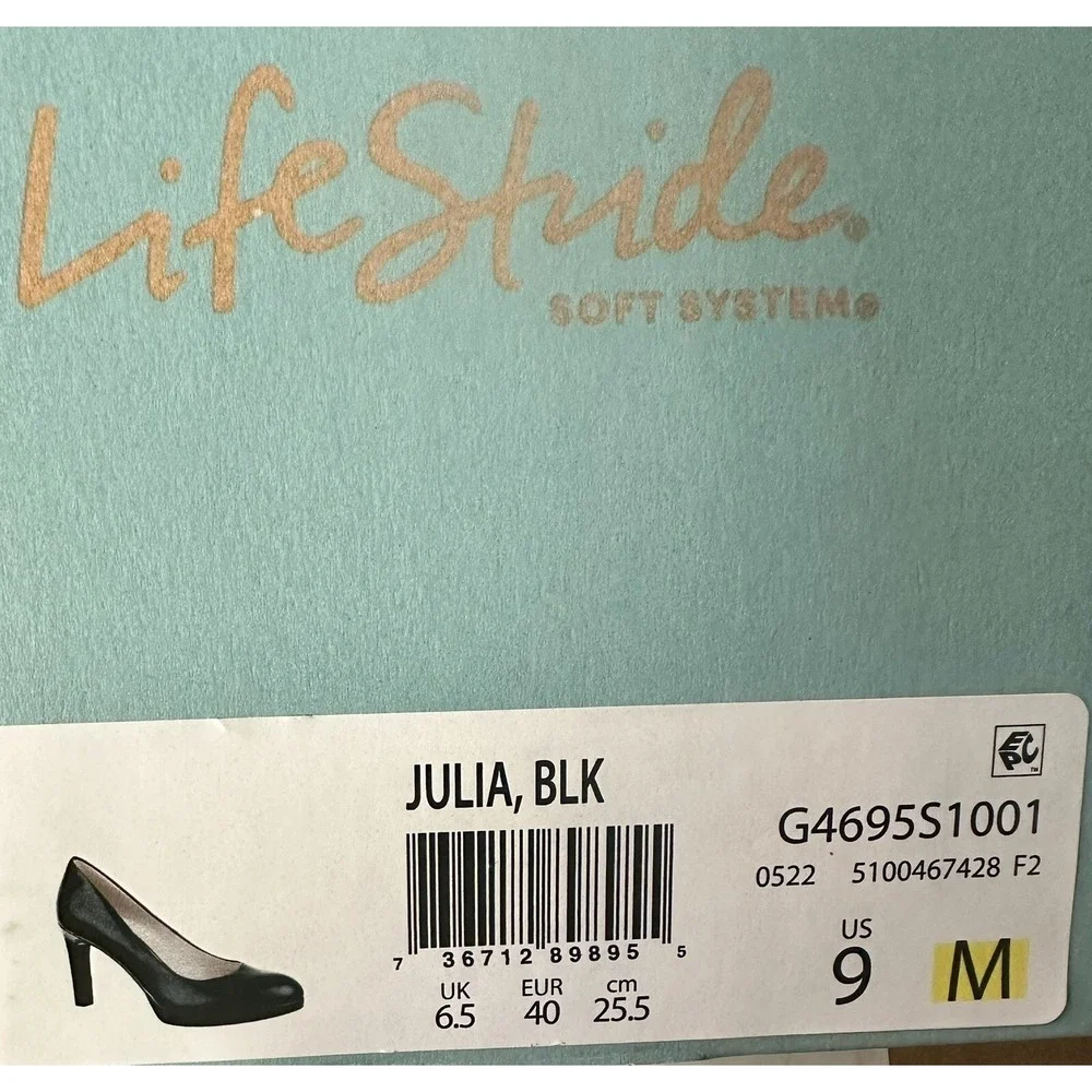 Life Stride Julia Dress Pump Heels Shoes Womens SZ 9 Slip On Round Toe Black NEW